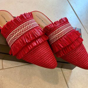 Lucky Brand Red Raffia Slip-on Shoes Women's 9.5